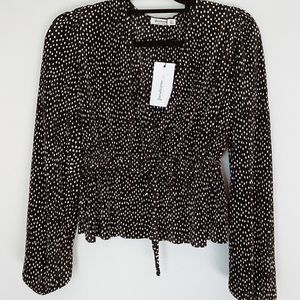 Black and White Polka Dot Long Sleeve Blouse